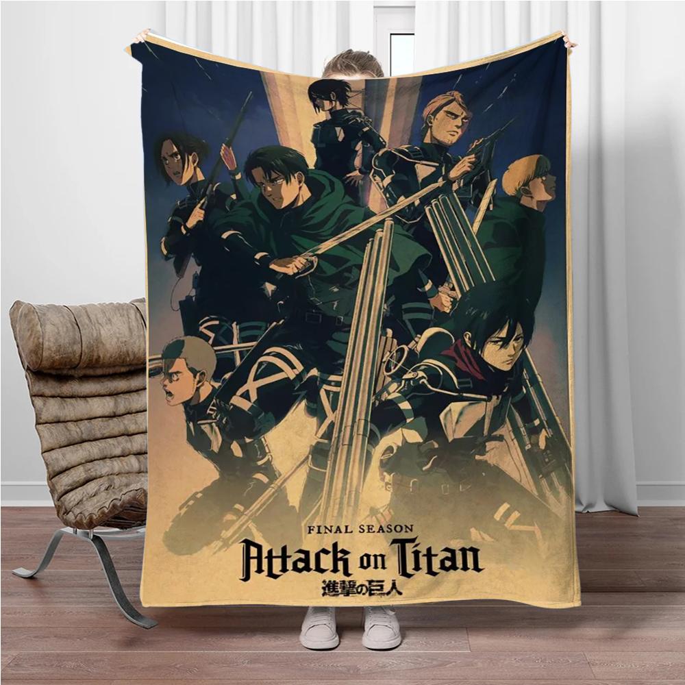 Vintage Japanese Anime Attack-on-Titan Flannel Blanket Soft Warm Throw Nap Blanket For Sofa Office Bed Office Camping Travelling