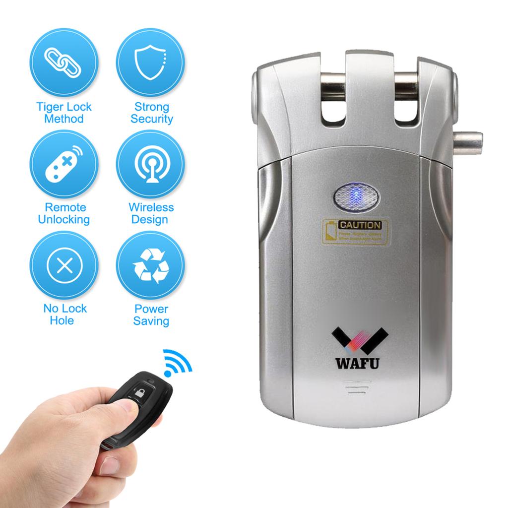 WF 018 Wireless Remote Control Lock Security Invisible Keyless Door Entry Intelligent Lock Zinc Alloy Metal with 4