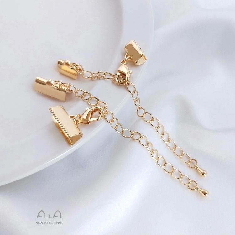 14K Copper-Plated Gold Lobster Clasp Tail Chain Bracelet/Necklace Jewelry Accessory
