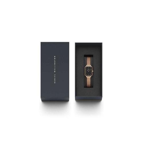 [Official Shop / 2-Year Warranty / Official Import] Daniel Wellington DW Women's Quadro Watch, 20x26mm, Pressed Melrose RG Black, Square, Stylish, Cut