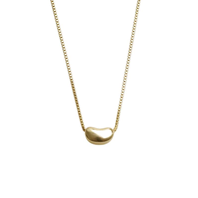 Korean Fashion 18k Gold Acacia Bean Titanium Steel Necklace - Trendy Women's Choker Design