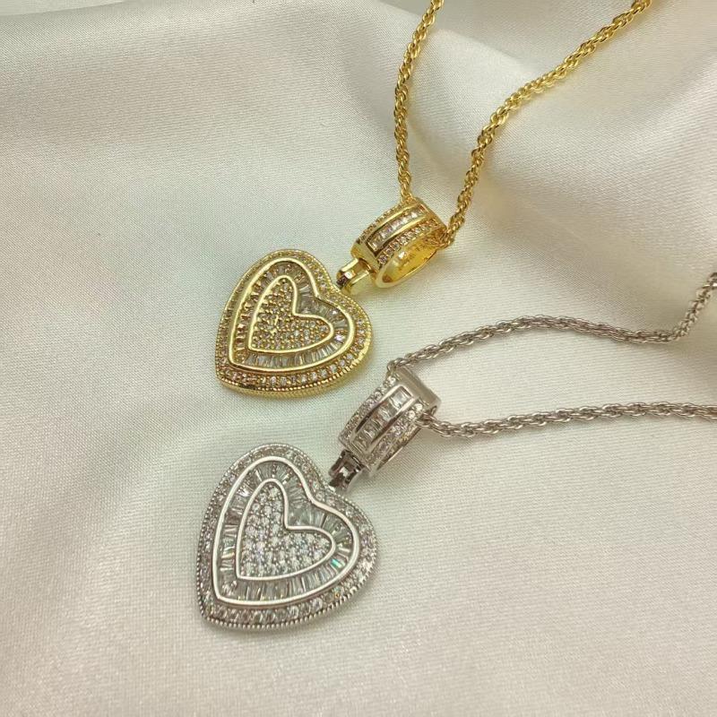 Meier Bestseller Rock Candy Herz Anhänger Halskette - Europäischer & Amerikanischer Ins Stil, Vielseitiger Kupfer Anhänger mit Zirkonia Herz Schmuck