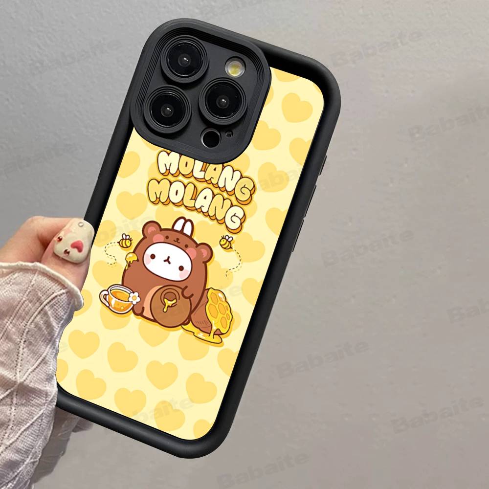Kawaii Cute Rabbit M-MolangS Anime Silicone Soft Phone Case For IPhone 17 16 15 14 Plus 13 12 Mini 11 Black Cover