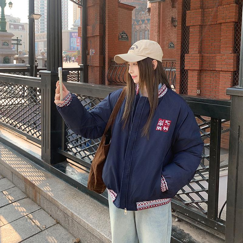 

Korean Version of Loose Couples Thickened Cotton-padded Jacket Winter Outdoor Joker Coat. XL