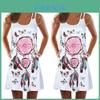 Vintage Boho Women Loose Summer Sleeveless 3d Floral Print Tank Mini Dress For Effortless Style