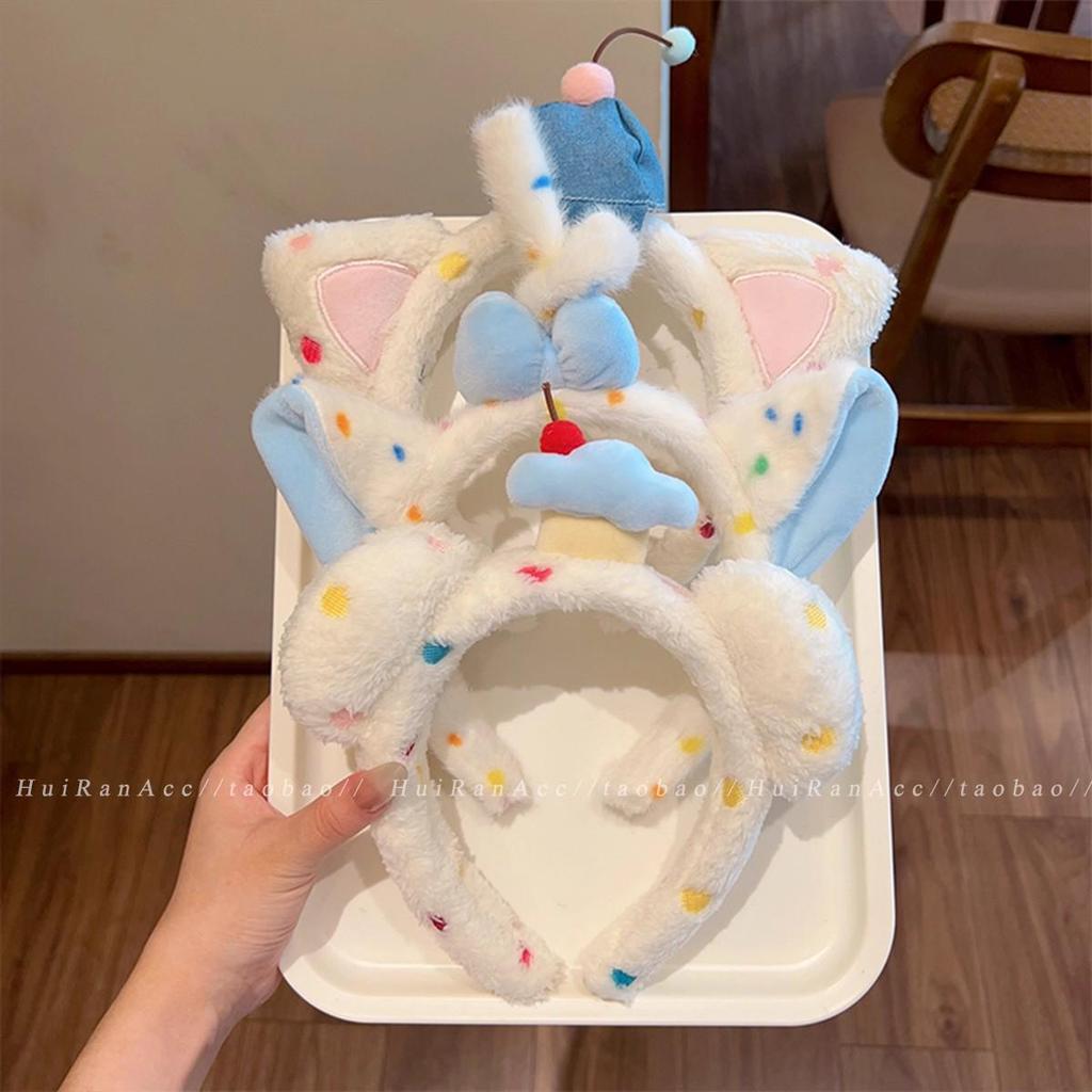 Korean-Style Plush Cat Ear Headband for Women - 2025 Trend, High Skull Top, Perfect for Face Washing and Hair Styling