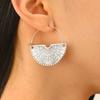 1 Pair Women Earrings Retro Bohemia Style Drop Earrings Fan-Shaped Semicircular Design Distressed Earrings Jewelry Accessories