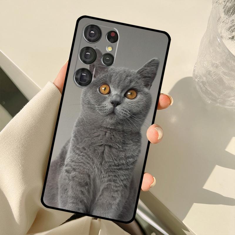 British Shorthair Cat Case For Samsung Galaxy S24 Ultra S21 S22 S23 S25 Ultra S9 S10 Plus S20 FE S25 FE Back Cover