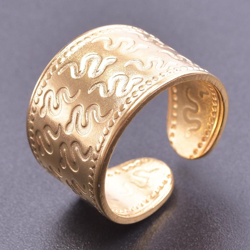 Chunky Unevenness Wide Ring Open Stainless Steel Rings For Women Men Accessories Indian Jewelry Vintage Finger Bague Femme Gift