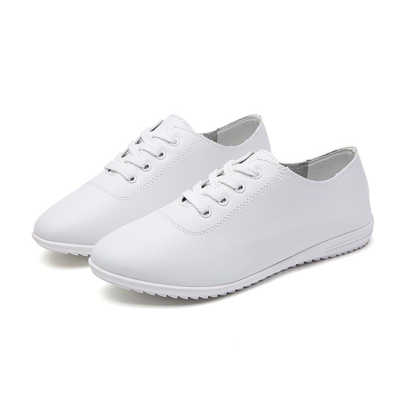 Spring New Women's White Lace-Up Casual Korean Shoes