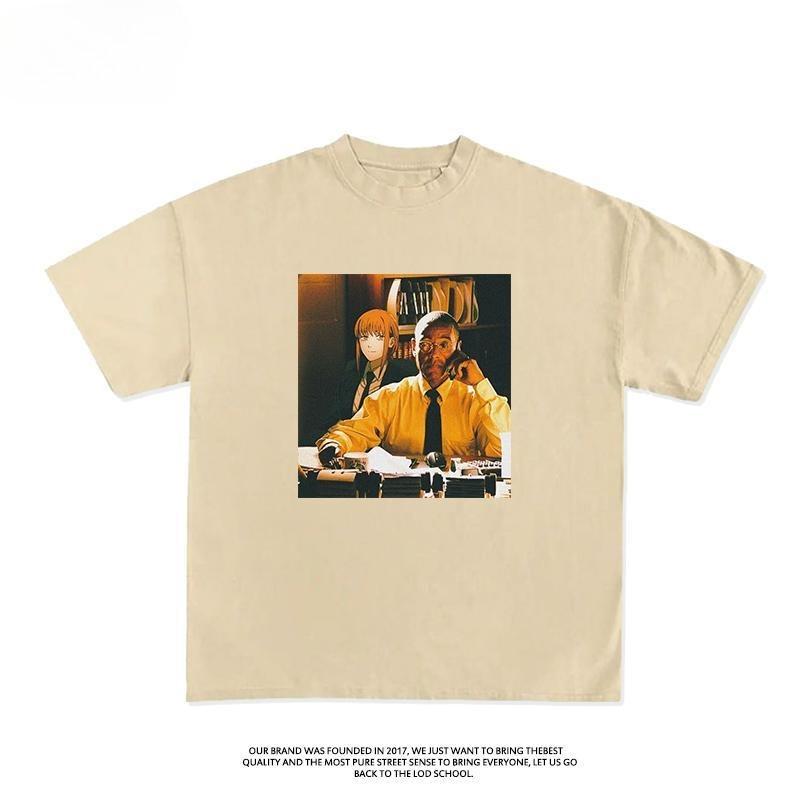 Retro American-style Fried Chicken Uncle Machima Pure Cotton Short-sleeved T-shirt, Hip-hop for Men and Women in Summer