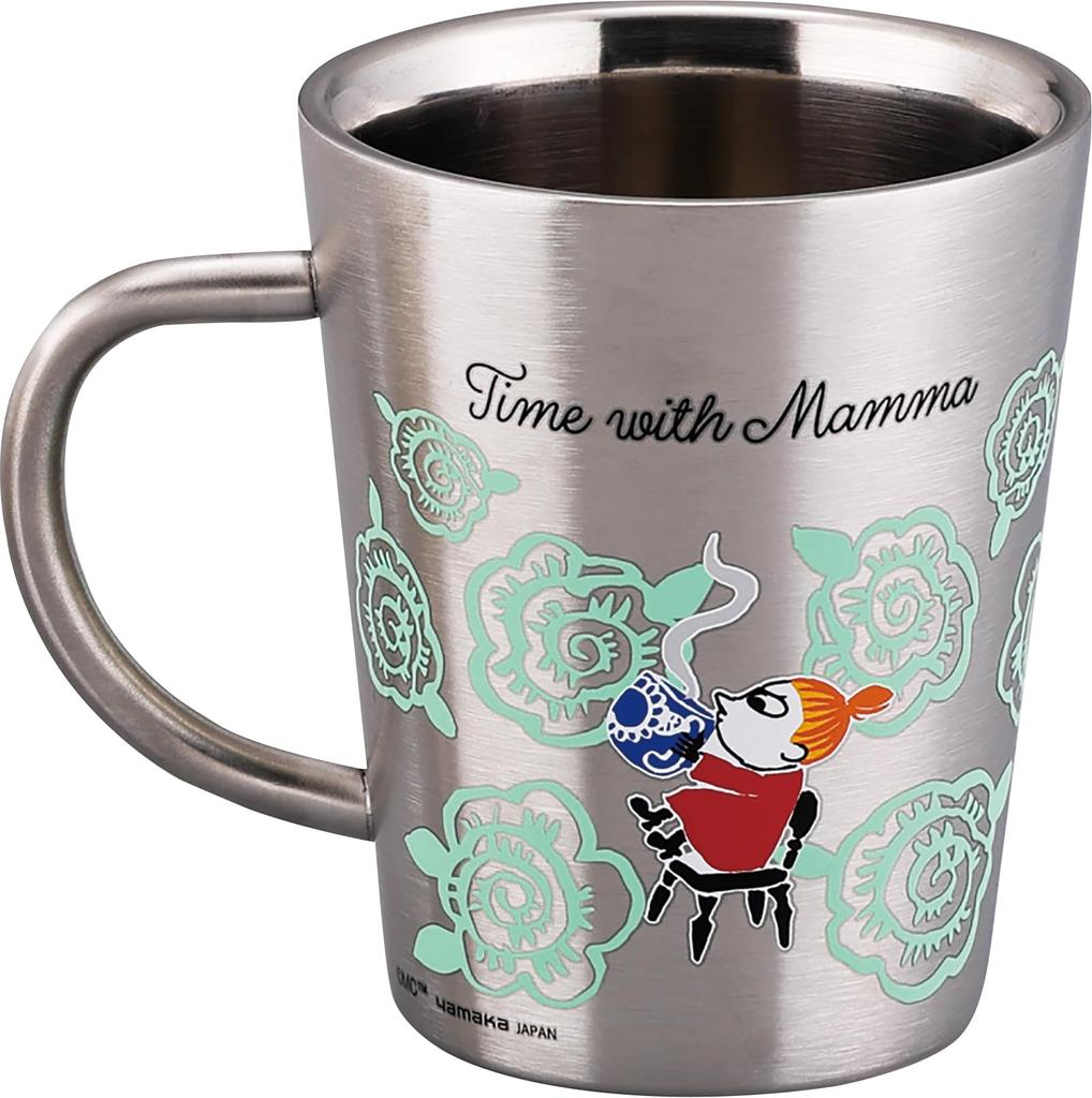 MOOMIN Stainless Steel With Perfect for or Any Made In Double-Sided Mug/Tumbler, 360ml, "Time Mamma" Design, Mother's Day, Birthdays, Occasion. Japan,