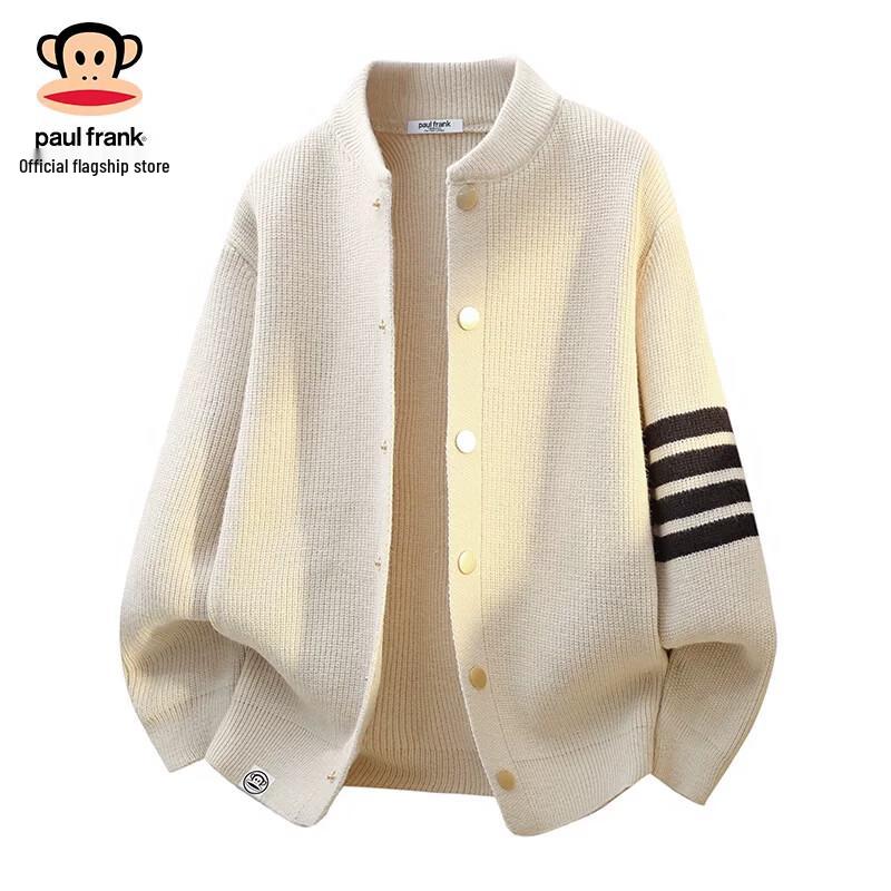 Paul Frank Men's Striped Crew Neck Knitted Cardigan