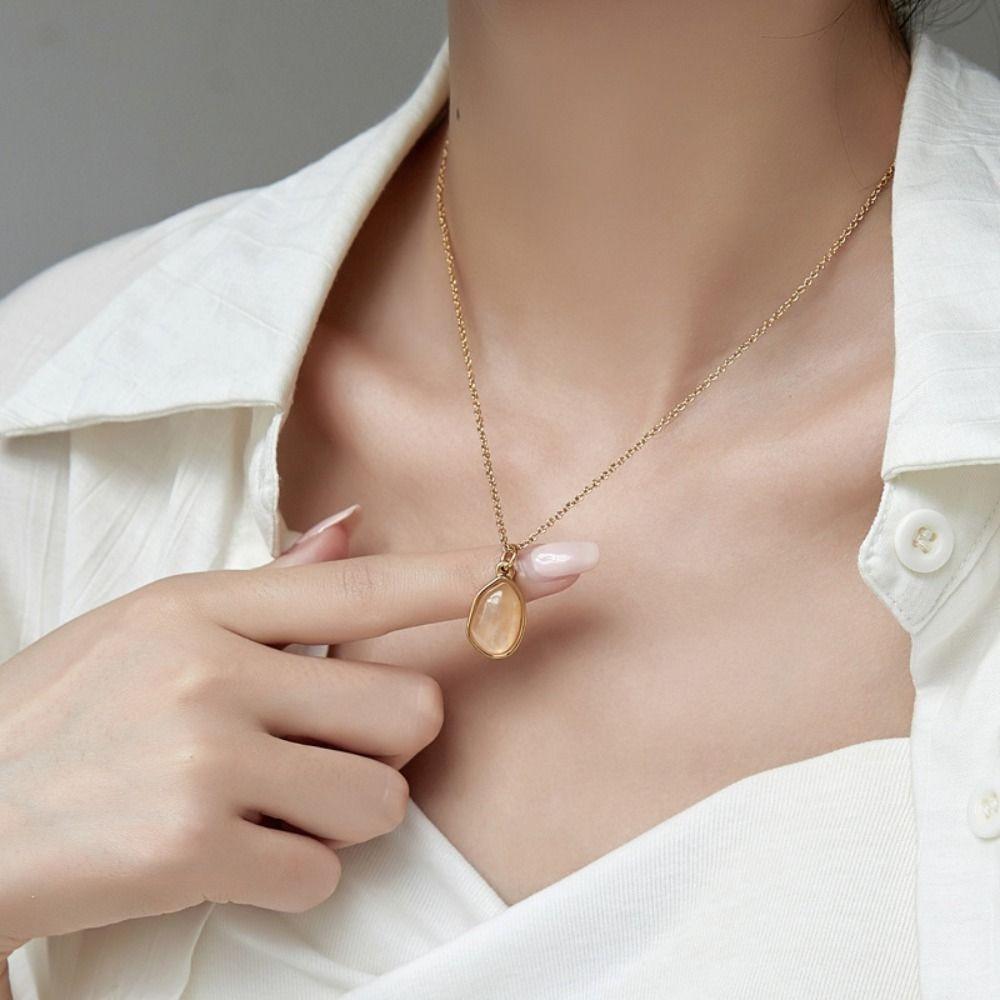 Plated 18K Gold Titanium Steel Necklace Casual Gold Collarbone Chain  Jewelry