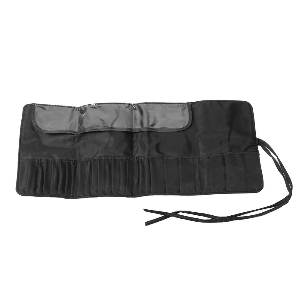 Makeup Brush Case 26 Holes Cosmetic Tool Storage Bag Black Large Capacity Waterproof Travel Makeup