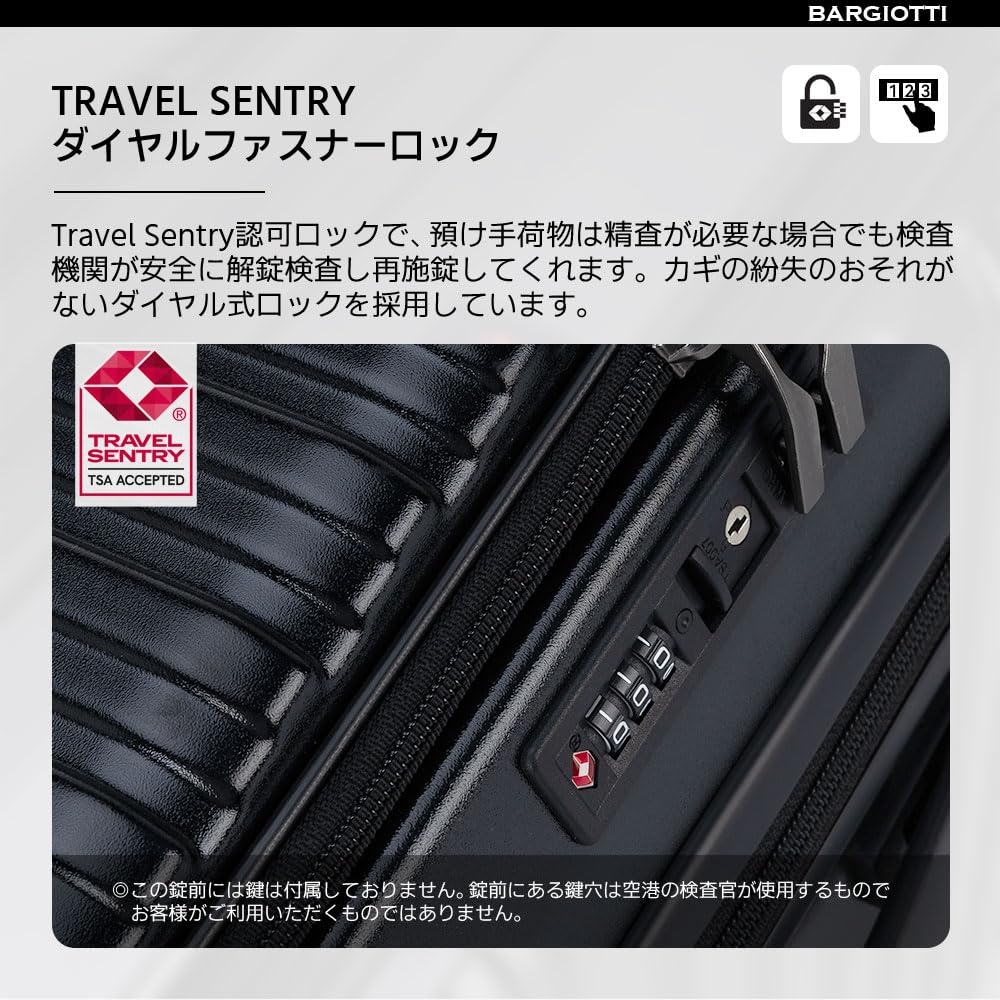 Front Open Carry Case with Expansion Front Hinomoto YKK Zipper S 45L [Bargiotti] Suitcase, Function, Open, Carry-on Bag, ABS+PC, Shockproof, Quiet,