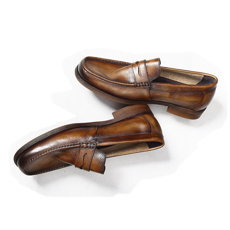 Genuine Leather Mens Loafers Handmade British Style Wedding Party Casual Dress Shoes Summer Autumn Footwear for Men