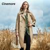 Cinemore Autumn Long Trench Coat for Women Casual Windbreaker Jacket Double Breasted Lapel Belted Overcoat Female Chic Lady Coat