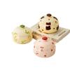 KANGMO 5-inch Cartoon Ceramic Stew Pot with Lid and Spoon
