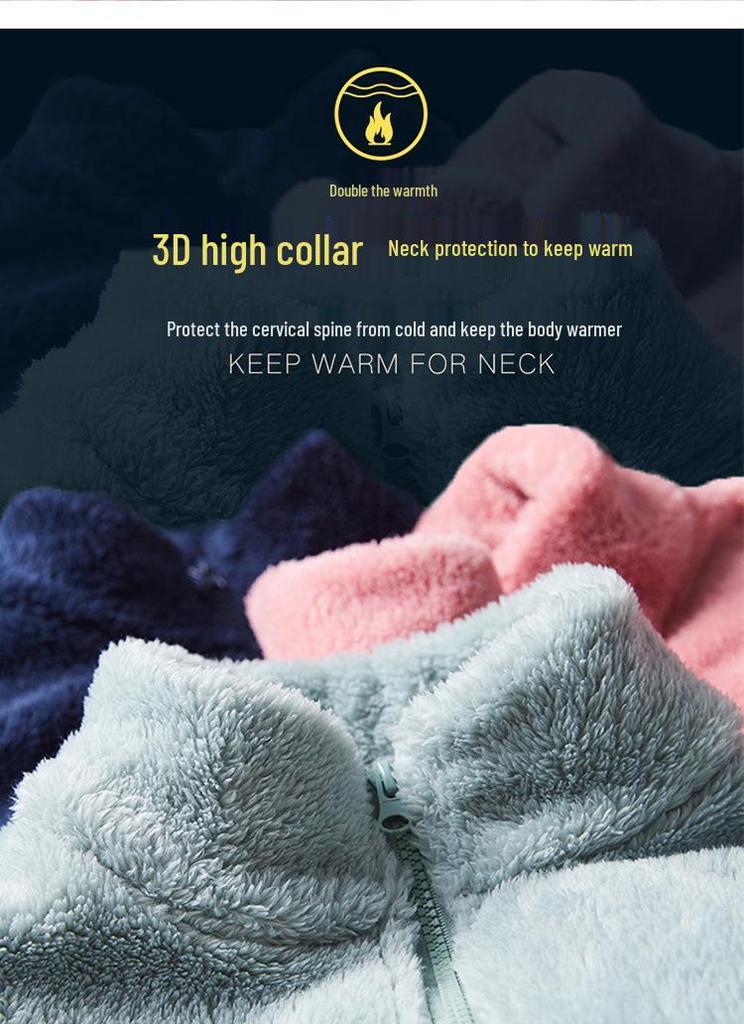 Unisex Lambswool Jaquette: Stand Collar Polar Fleece Coat for Autumn and Winter