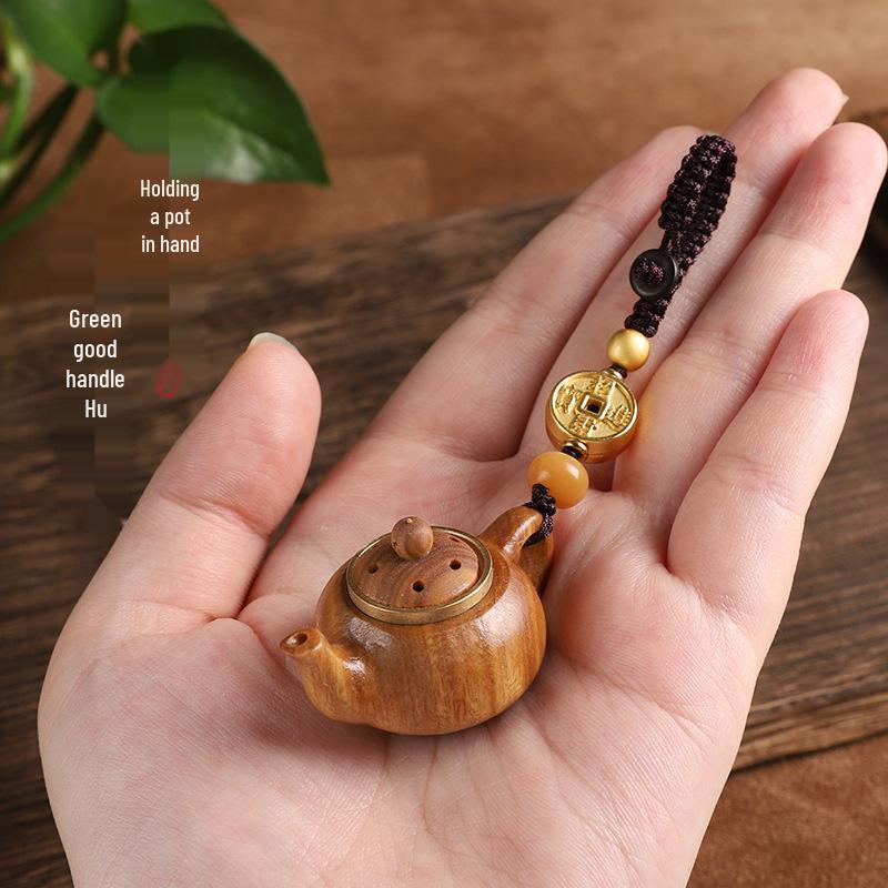 Green Sandalwood Kettle Keychain Handle Pendant Ornament