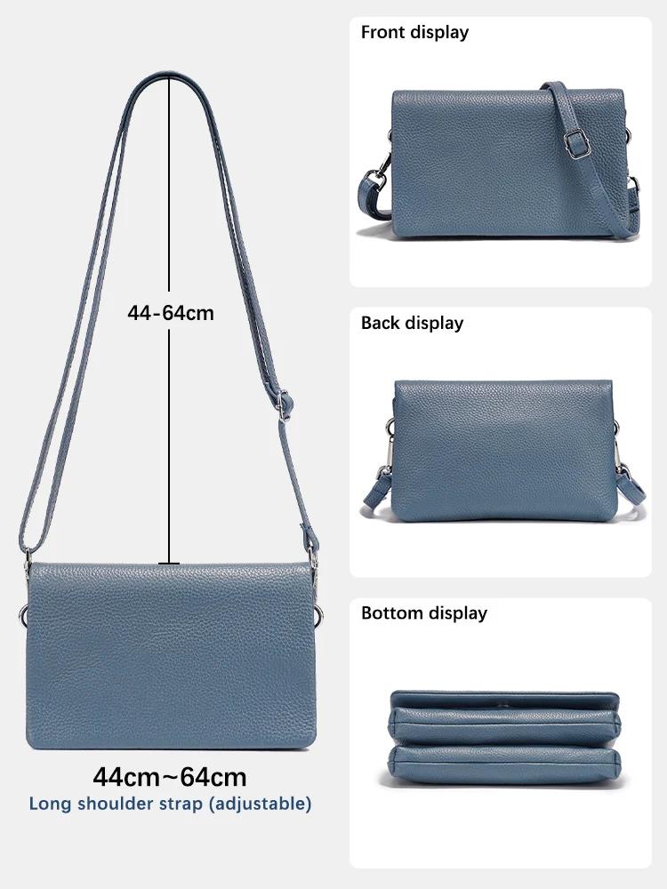 Soft Leather Flap Bag Multiple Pockets Women's Bag Genuine Leather