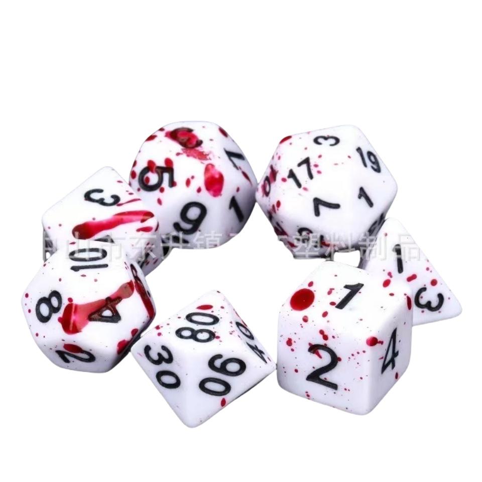 Temperature Sensitive Blood Spot Red & Colorful Earth Role-Playing Dice Set