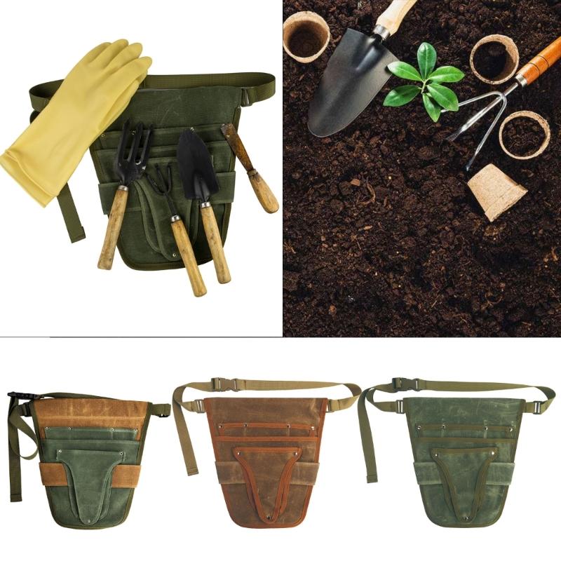 Garden Tool Belt for Women Men Waxed Canvas Tool Belt Bag Gardener Farmer Tools Waist Pouch for Electrician Carpenter