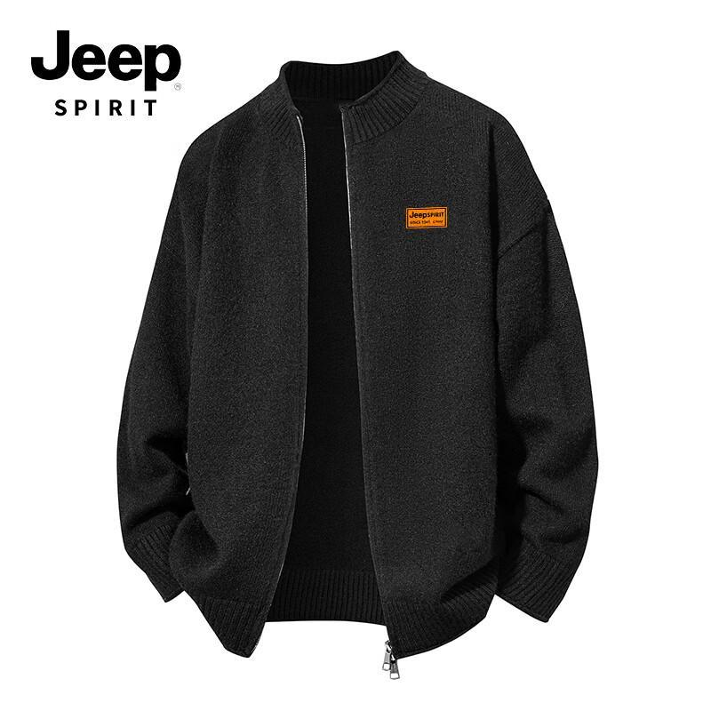 JEEP SPIRIT Men's Stand Collar Knit Cardigan