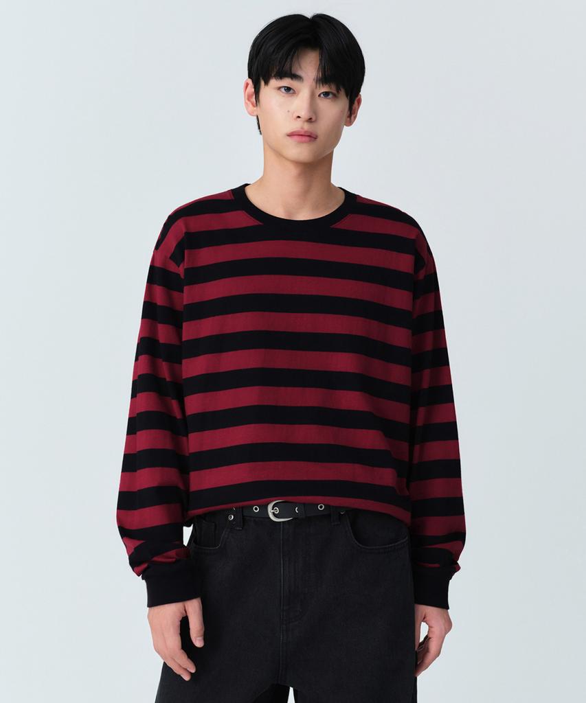 MUSINSA STANDARD Bold Stripe Long Sleeve T-Shirt [Black/Red]
