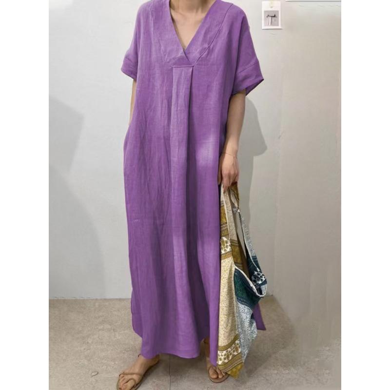 Damen Casual Kurzarm V-Ausschnitt Rabattkleid