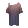 Women's Fashion One Shoulder Gradient Color Sexy Mid Sleeve Casual T-Shirt