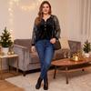 Women's V-Neck Long Sleeve Blouse with Sequins and Button Front for Casual Wear