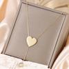 Women's Heart & Round Pendant Necklace: Japanese-Korean Style, Ultra-Fine Snake Chain, Stainless Steel, Versatile & Fashionable.