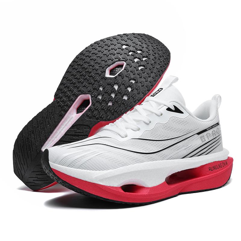 

New Cushioning Running Shoes for Men Lightweight Lace Up Carbon Plate Sports Women Non-slip Outdoor Athletic Male Sneakers 36 красный
