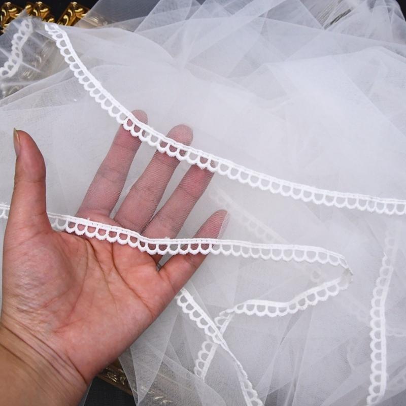 Long Wedding Veil Lace Veils with Hair Comb Wedding Hair Accessories White 2-Layer Wedding Veil