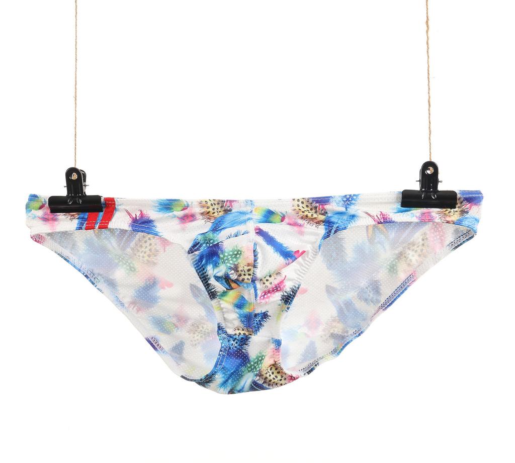 Men's Low-Waist Cartoon Mesh Briefs - Summer Youth Style E-073