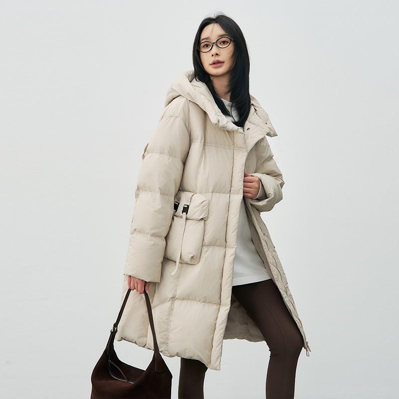 Womens Long Down Jacket 2026 Winter Hooded Loose Fit Warm 90 Duck Puffer Coat