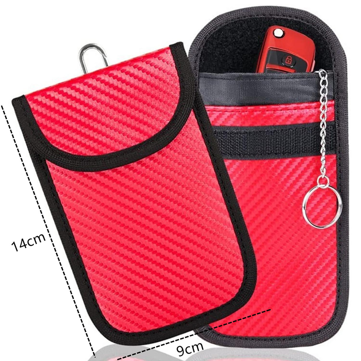 New Model RFID PU Hanging Bag Export Carbon Fiber Car Shielding Key Case Anti-theft Anti-RFID Signal Blocking Eco-Friendly