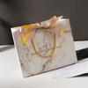 3pcsMarble Pattern Gift Bag Birthday Festival Party White Storage Tote Bag Gold Ribbon Baking Gift Packaging Paper Bag