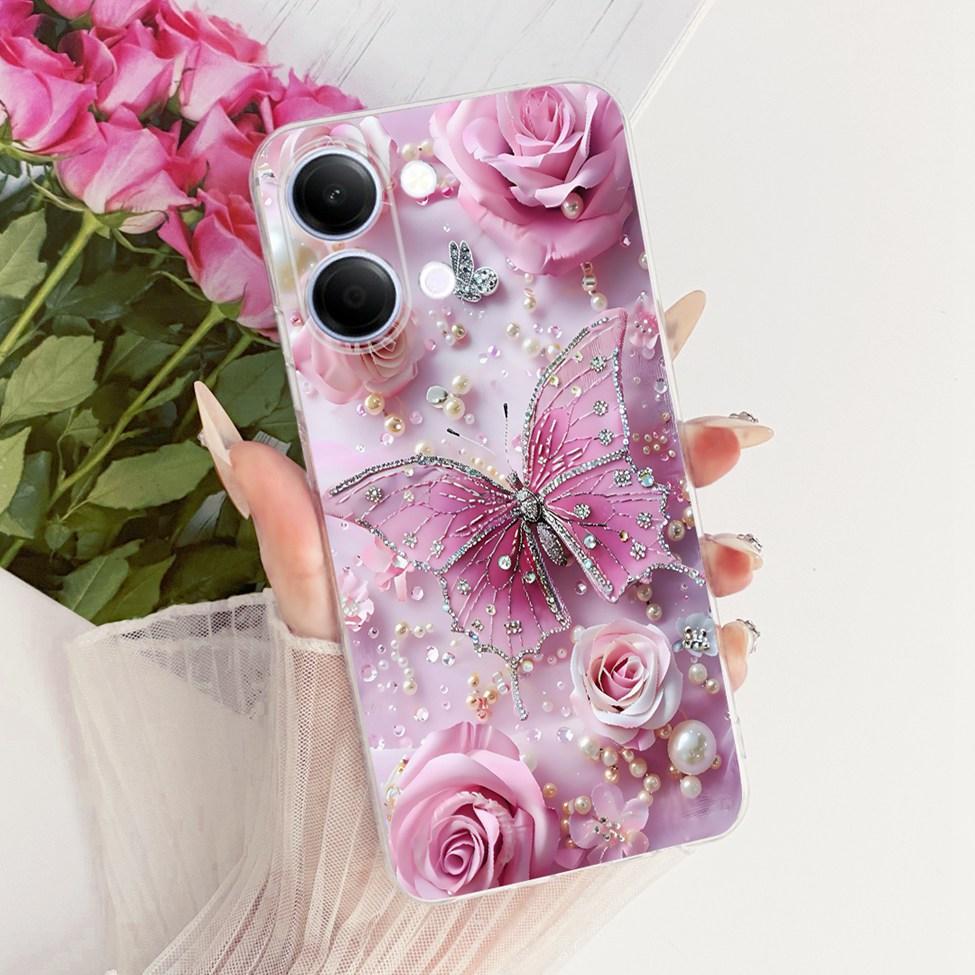 Handyhülle Für Vivo Y05 Hülle Transparent Ästhetisch Mode Schmetterling Süße Katze Cool Bemalt Weich Funda Für Y05 Vivo Hülle
