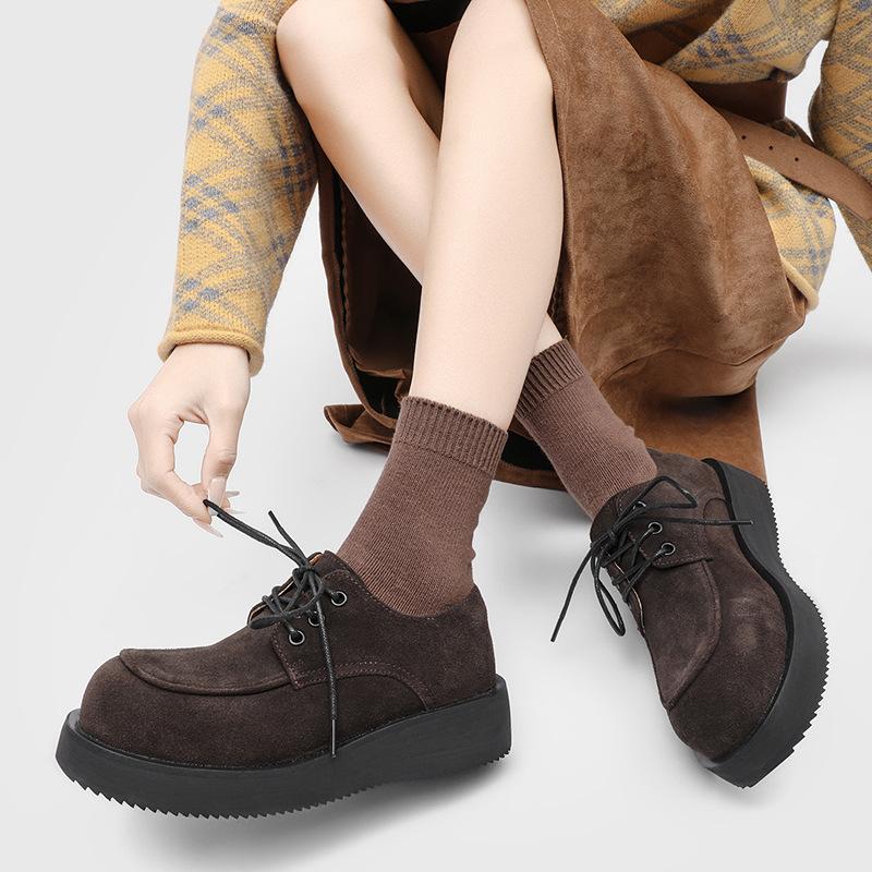 2026 Mode Damen Derby Schuhe Dicke Sohle Rutschfest Britischer Stil Damen Marken Partyschuhe