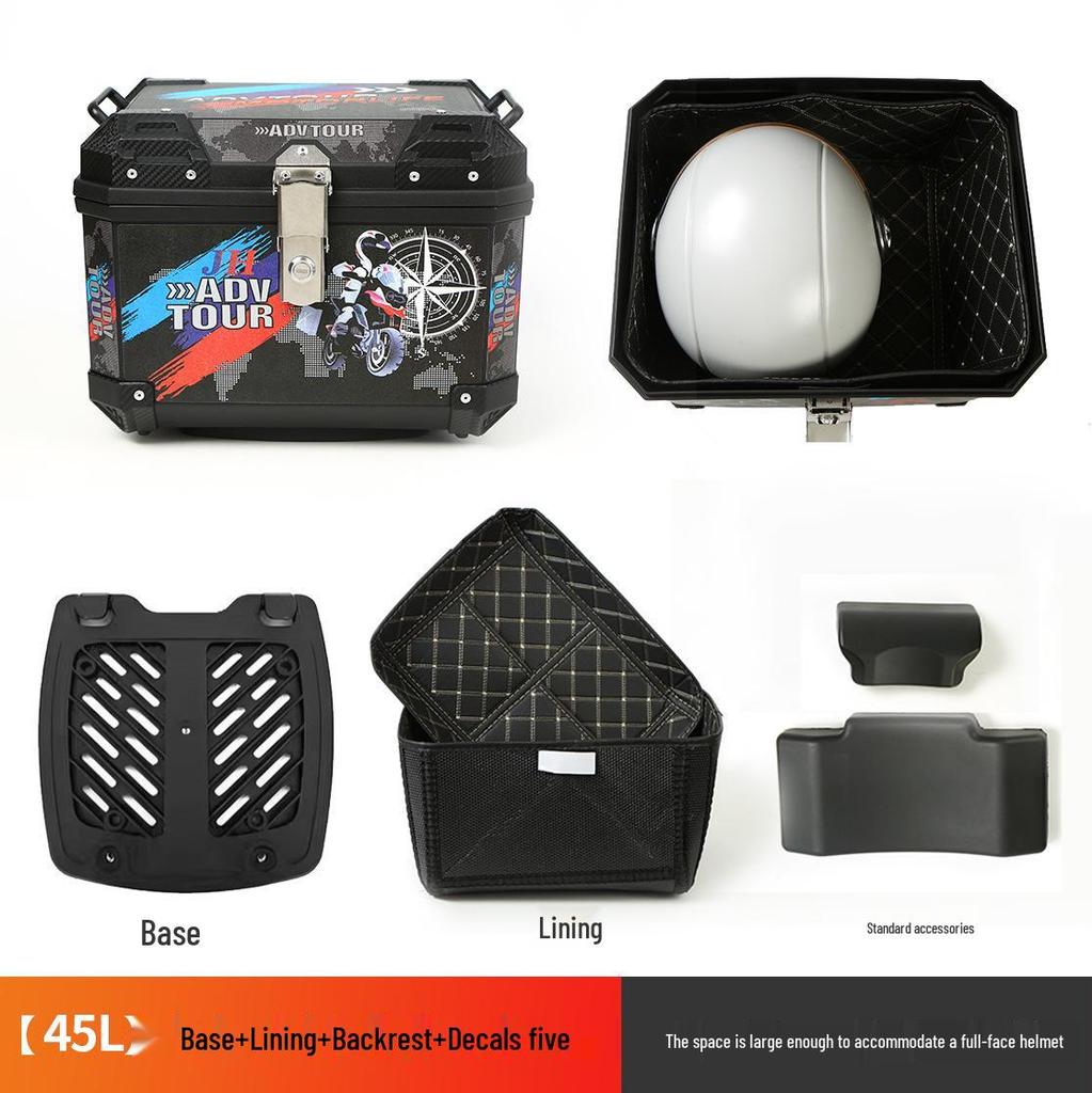 Universal Detachable Motorcycle Tail Box - Large Capacity, Waterproof Rear Trunk for Bikes