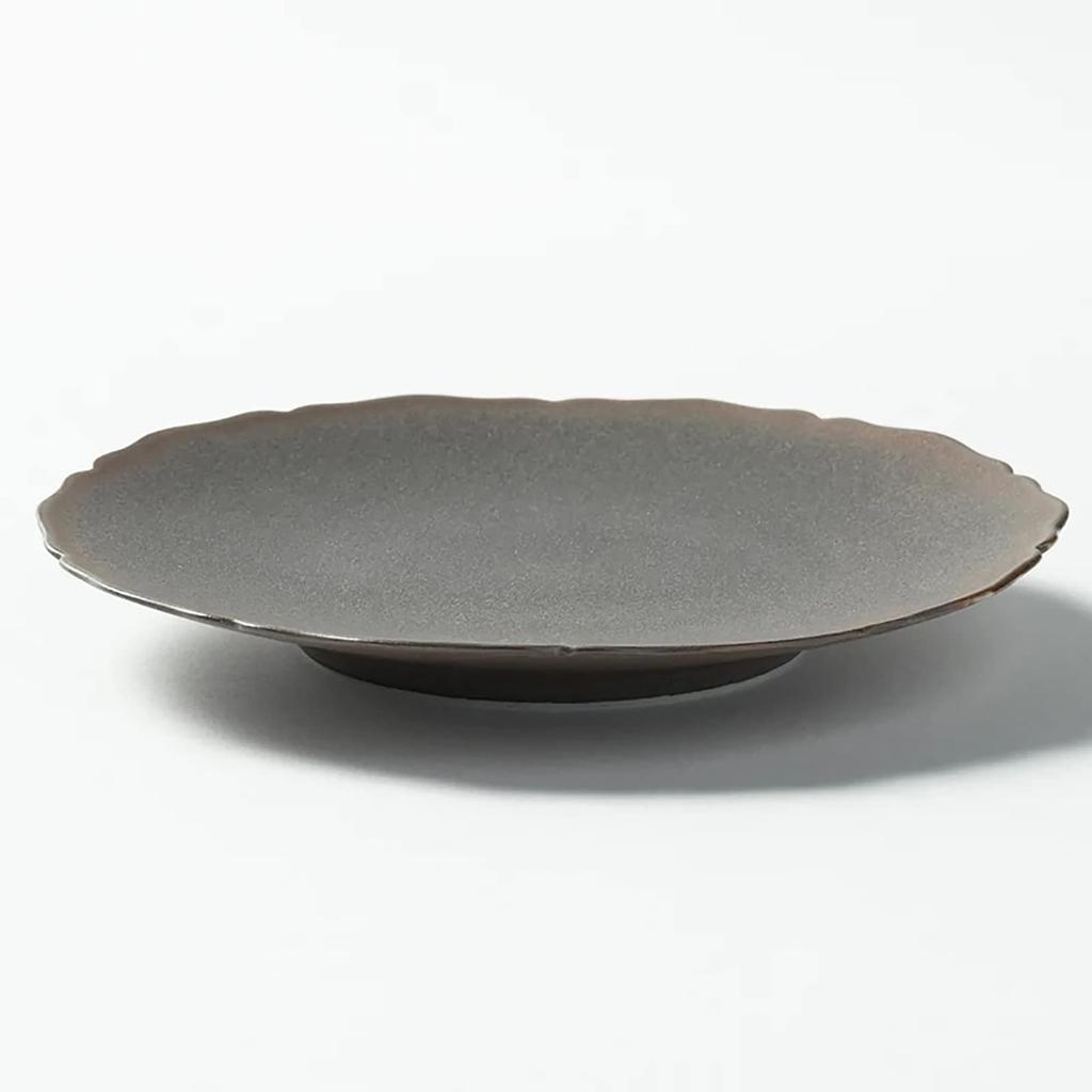 KIWAKOTO Peony Earthenware Suitable for Microwave and Dishwasher Made In 265625 Kyo-yaki/Kiyomizu-yaki Plate, Medium/Small, Approx. 15cm, Brown,