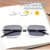 Frameless Anti-Blue Light Colour-Changing Presbyopia Glasses Hd Diamond Cut Edge Business Square Computer Reading Eyes