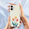 For iPhone 17 Case Three Flowers Pattern Printing Straight Edge TPU Phone Back Cover