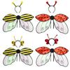 Bee Ladybug Wing Set with Headband Organza Costume Accessories for Kids Adults Dress-Up Party Decor for Performances Holiday Events