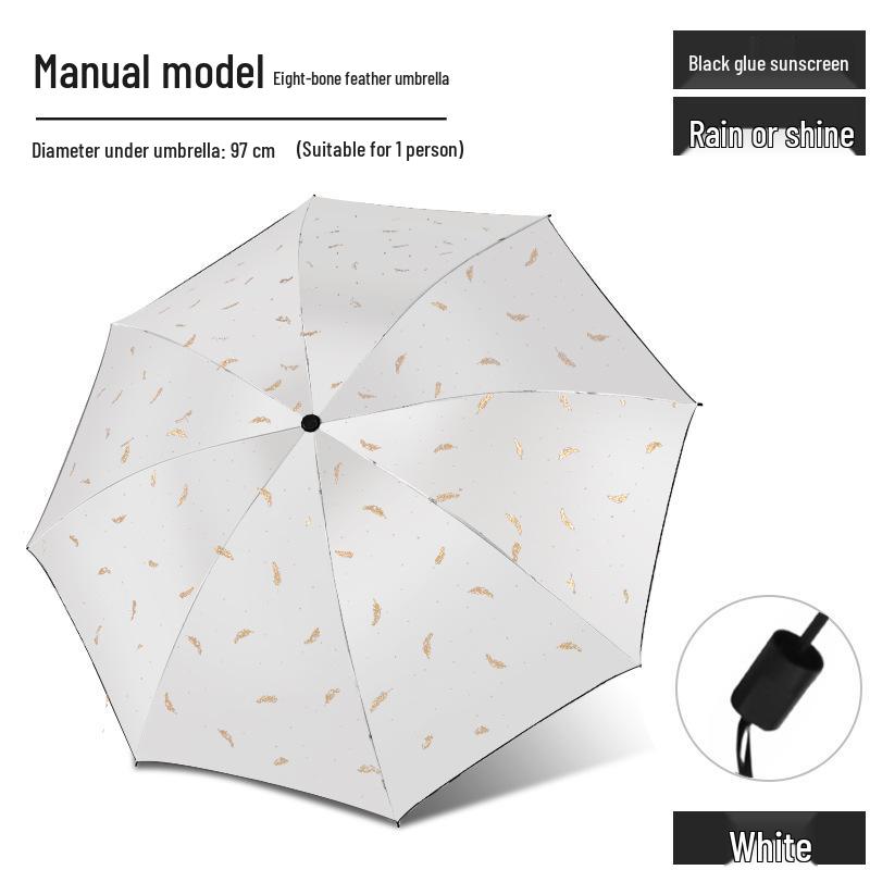 

Three-Fold Gold-Stamped Vinyl Feather Umbrella - Foldable Sunshade & Rain Protection with Logo Refer to SKU size