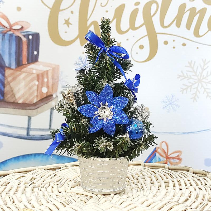 

Новая мини настольная маленькая елочная игрушка с огоньками, товары для дома, набор рождественских украшений синий