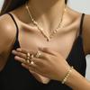2026 Stylish Simple Bridal Accessories Gold Rhinestone Necklace Earrings Bracelet Ring Set